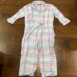 Lauren Ralph Lauren blue plaid 2 pc pajama set 100% cotton medium